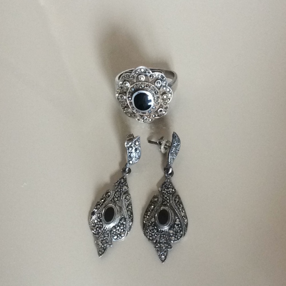 Marcasite ring and earrings set